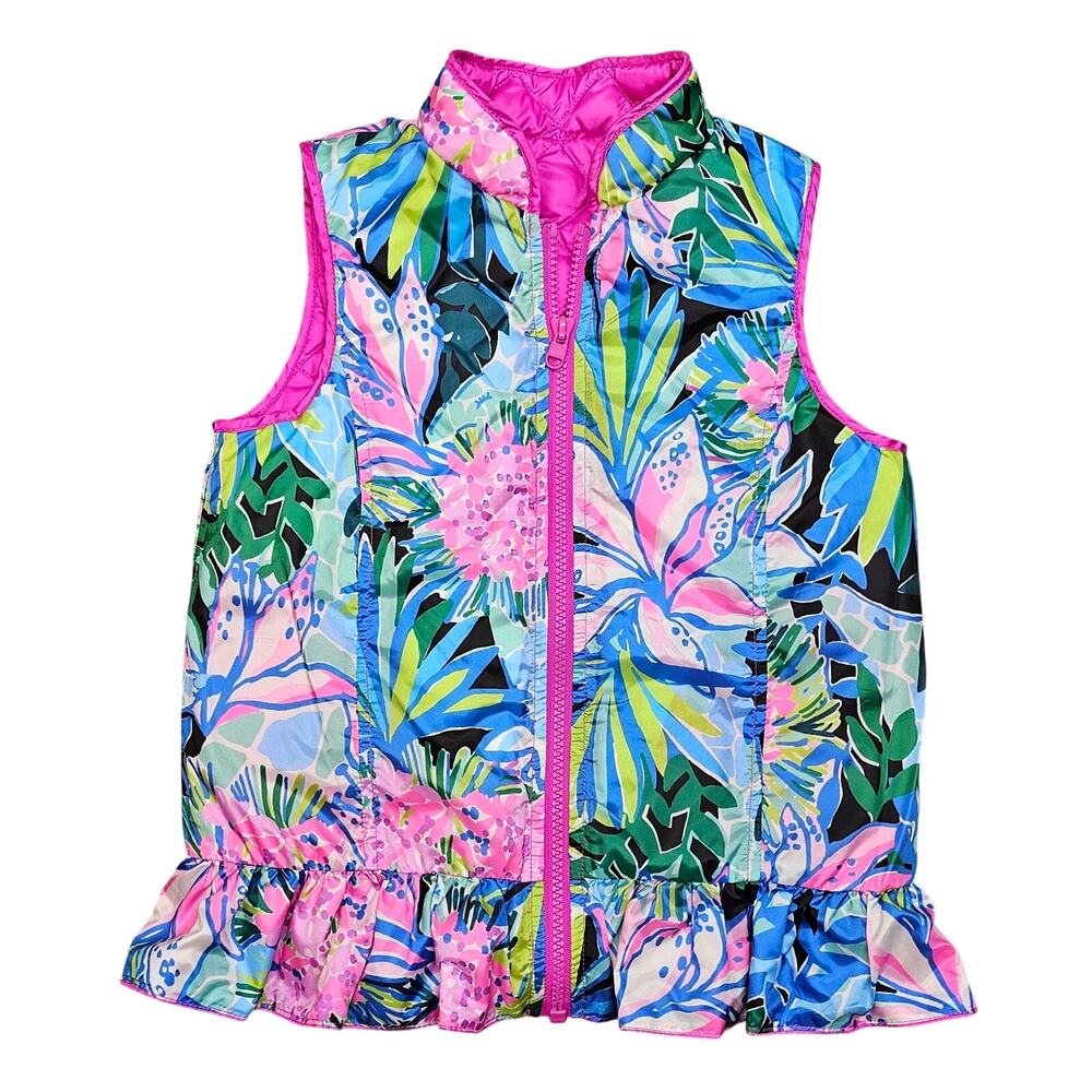 LILLY PULITZER “MELANIE” REVERSIBLE PUFFER VEST – PROSECCO PINK – GIRLS MEDIUM